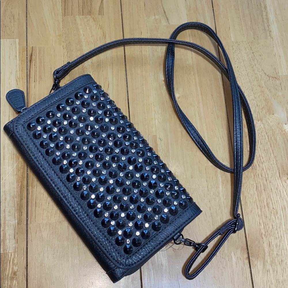 New studded and bejeweled 2way wallet gun metal